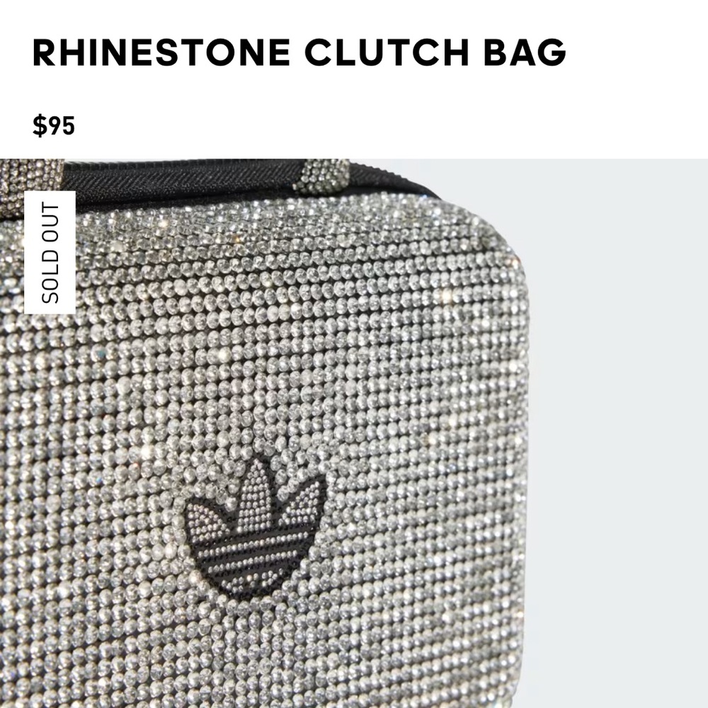NWT Adidas Sparkling Rhinestone Clutch - Silver and Black - Picture 5 of 7